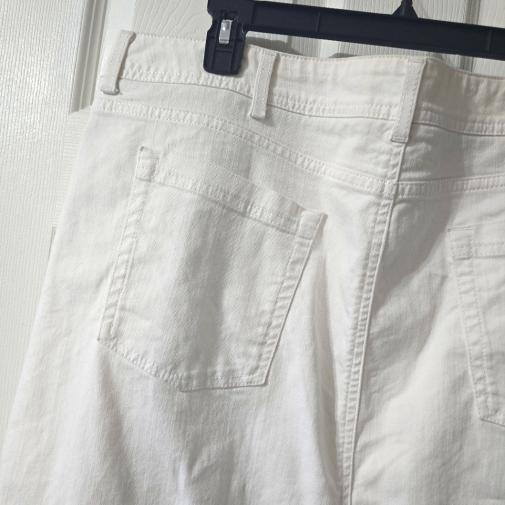 Boden White Stretch Denim Midi Skirt, Classic Summer Staple, Size 16L, EUC! - Picture 6 of 11